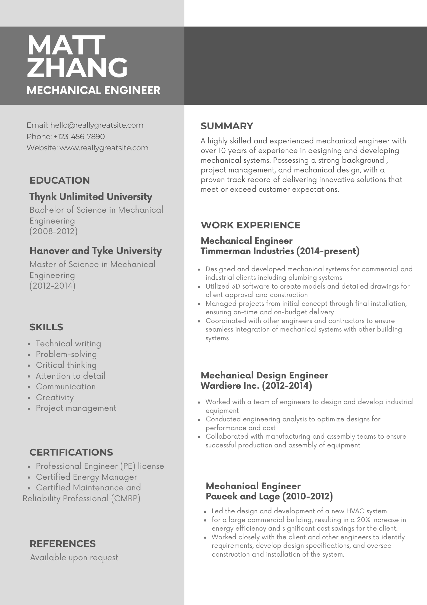 Modern Resume Template - AI Optimized